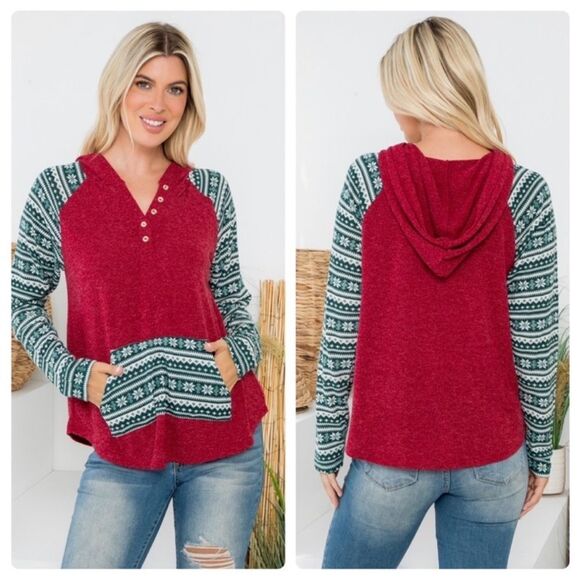 LAST 1 ! Holiday Christmas Winter Hoodie With Pockets New With Tags Festive 🎄 - Picture 6 of 6